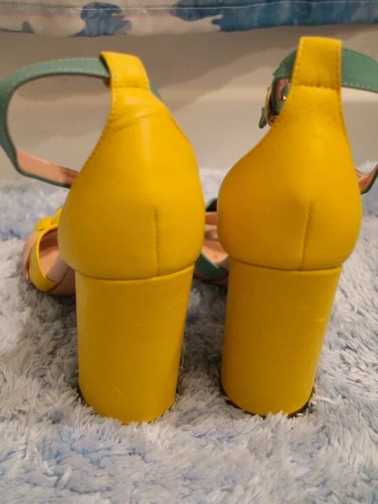 J Crew Stella Heel In Colorblock With Tortoise Buckle Sunwashed Pink - Picture 2 of 5